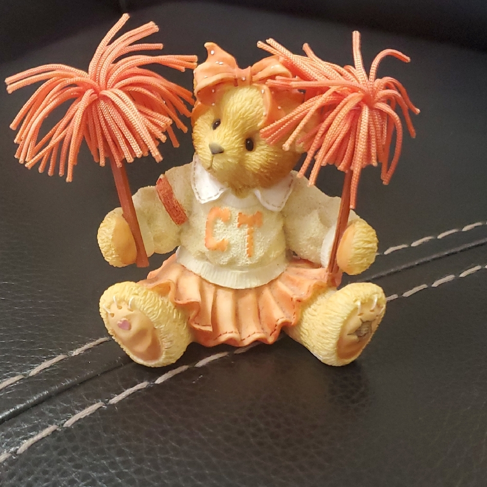Cherished Teddies Cheerful Teddy Bear Figurine - Orange and Cream